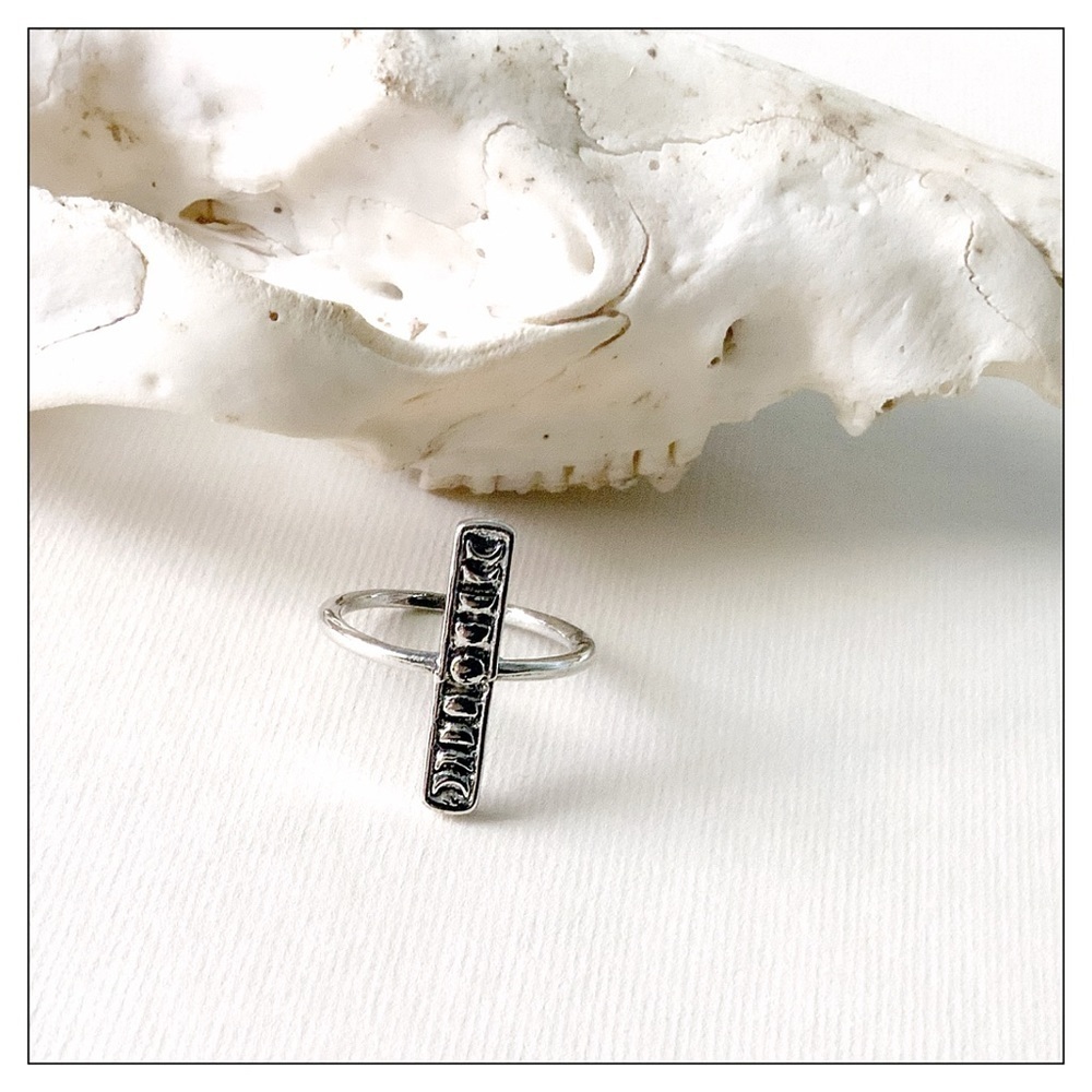 Dainty Silver Moon Phase Ring